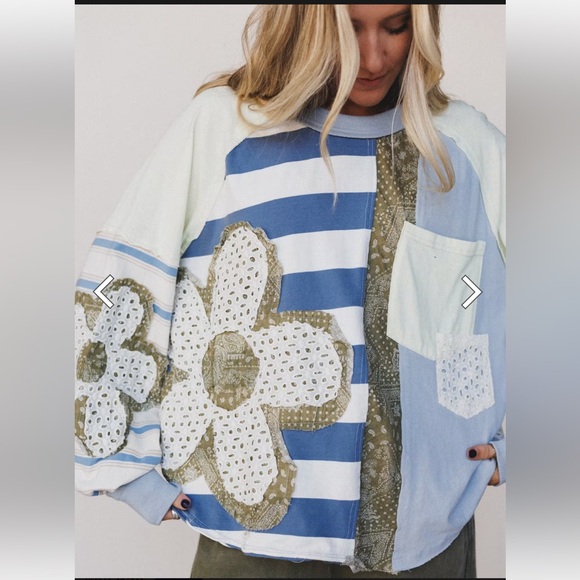 26. NWOT Oli & Hali Patchwork Floral Color Blocked Long Sleeved Sweatshirt - Picture 5 of 7